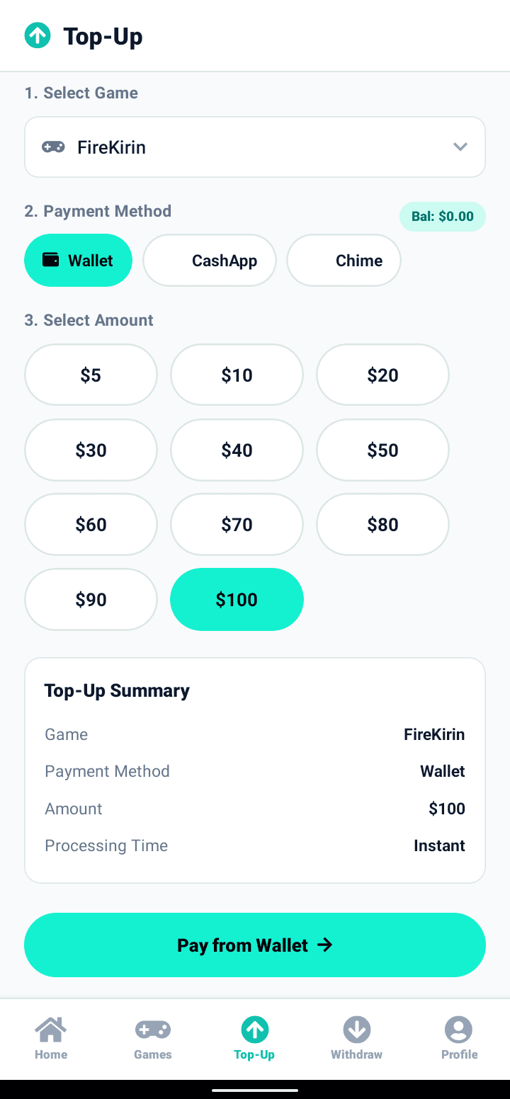 Top-up screen preview